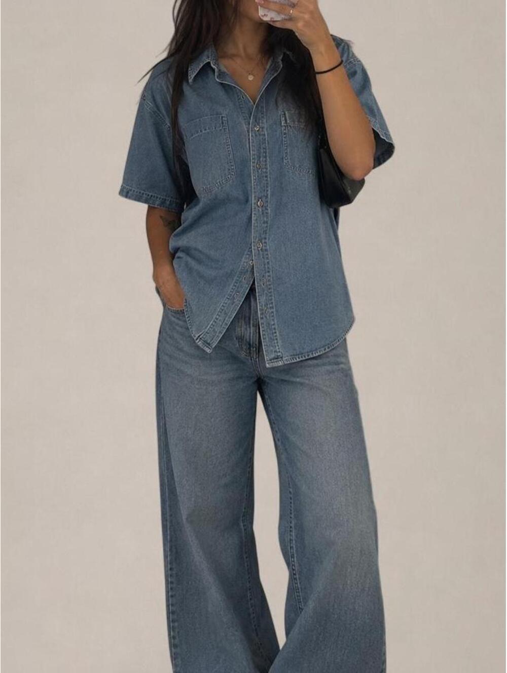 Vintage Carolina Blues oversized denim button-up 💙